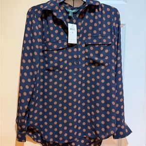 NWT Ralph Lauren Polka Dot Blouse - S